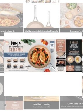 Ninja Extendelife Ceramic 12-Piece Cookware Set in Light Beige and Silver
